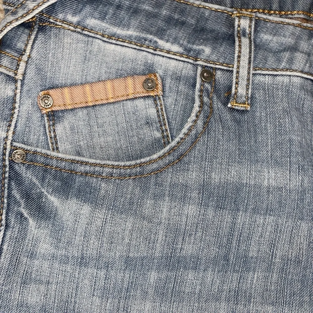 Free People Jeans Low Rise Straight W27x 30 Light Wash Sashiko Stitching Boho‎